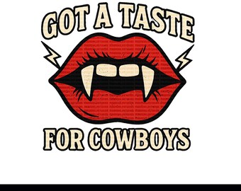 Western Halloween Vampire Cowboy PNG Graphic (Digital Download)