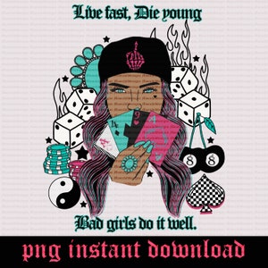 Yallternative Türkis Trendy Western png Bad Babes png Eight Ball pink Dice und Karten Design Musik Designs