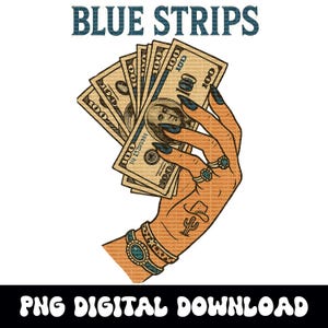 Blue strips Western yallternative cowgirl hand band png graphic digital download for sublimation or dtf