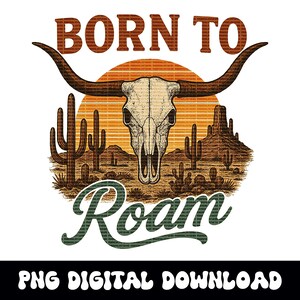 Cráneo de toro del desierto occidental, descarga digital gráfica PNG para sublimación de camisetas o DTF