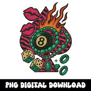 8Ball Zebra Print Würfel flammender Würfel türkis pink Kuss PNG Grafik digitaler Download für T-Shirt Sublimation oder dtf