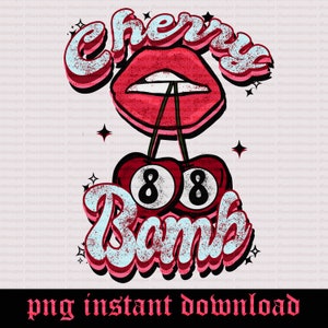 8 Ball Cherry Bomb Design Vintage Retro Lip Cherry Bomb Design Trendy Mund Tshirt Design Musik Design Sweet Rock'n'Roll Mund Design