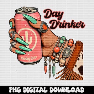 Lágrimas de vaquero con un bebedor del día del oeste con garra, descarga digital PNG turquesa para sublimación o DTF