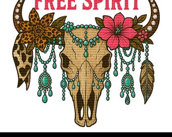 Western Bull Skull PNG, Turquoise Jewelry Graphic (Digital Download)
