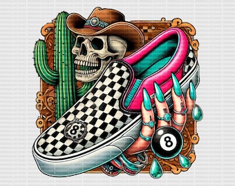 Yallternative Vans Skull Design, Western Punk PNG (Digital Download)