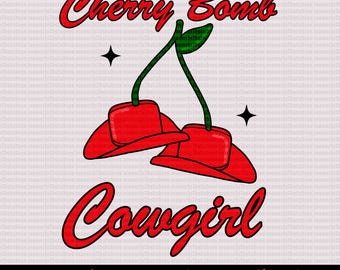 Cherry Cowgirl Hat PNG Graphic – Retro Sublimation (Digital Download)