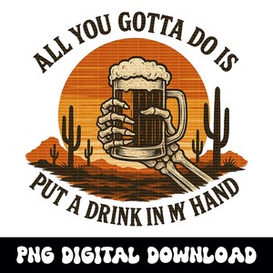 Téléchargement numérique graphique png de bière du désert squelette occidentale pour sublimation de tshirt ou dtf