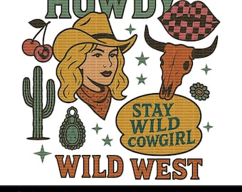 Retro Cowgirl PNG Grafik, Wilder Westen Clipart (digitaler Download)