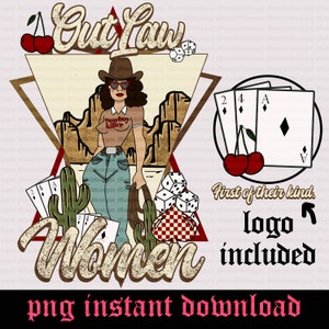 Femmes hors-la-loi Western Cowgirl PNG | Cactus du désert | Cartes cerise png | Ancien design vintage | Téléchargement numérique | Tueur de cow-boys