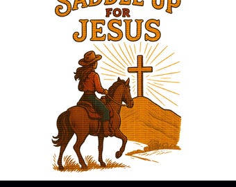 Christian Cowgirl PNG, illustration en selle pour Jésus (téléchargement numérique)