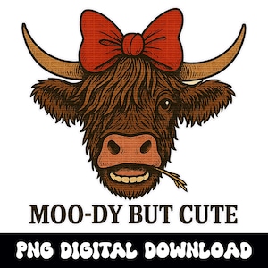 Vache de ferme de mauvaise humeur mais mignonne avec noeud, téléchargement numérique pour sublimation ou dtf