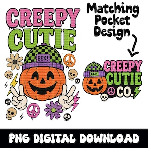 Abóbora fofa e assustadora de Halloween, download digital INSTANTÂNEO para sublimação de camiseta ou DTF