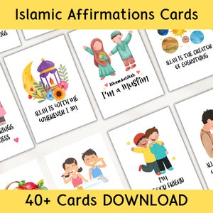 Islamitische affirmatieskaarten Afdrukbare flashcards Islamitische Montessori-activiteiten voor kinderen, Islamitische positieve affirmatie Educatieve kaarten voor kinderen