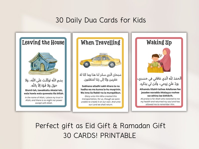 Kids Dua Cards Printable Dua for Kids English and Arabic Dua - Etsy