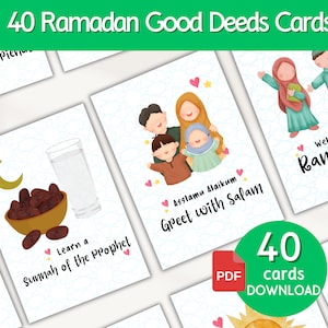 Ramadan goede dadenkaarten, Ramadan islamitische spellen, Ramadan Tracker kinderactiviteiten, Ramadan kalender, islamitische flashcards voor kinderen