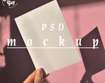 greeting card mockup PSD,2x3 ratio,boho card mockup,Mockup POD,postcard mockup,smart object mockup,Mockups for Etsy,pink wall card mockup