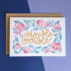 Carte de voeux Double Trouble (anniversaire, jumeaux, meilleur ami...)