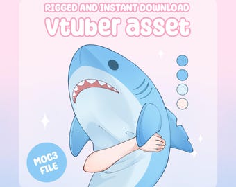 VTuber Asset - Rigged XXL Shark Plushie, moc3 File, Plushie Asset for Streamers, Live2d ready