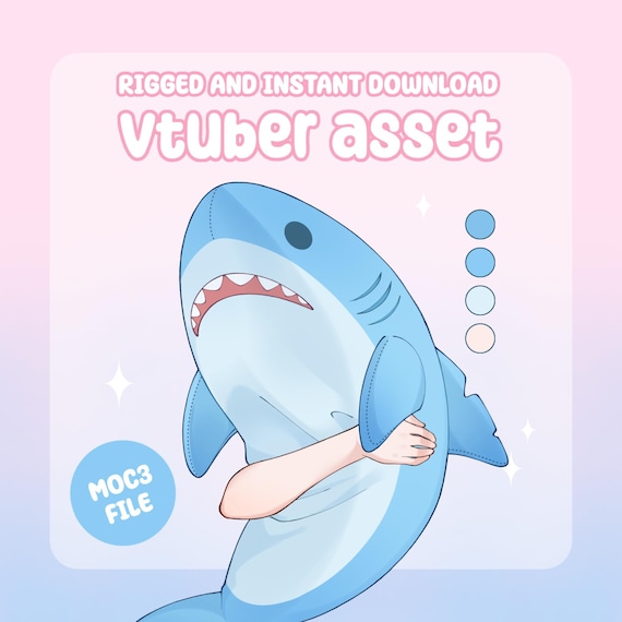 VTuber Asset - Rigged XXL Shark Plushie, moc3 File, Plushie Asset for Streamers, Live2d ready