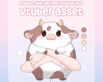 VTuber Asset - Peluche vache grosse truquée, fichier moc3, élément de peluche pour streamers, compatible Live2d