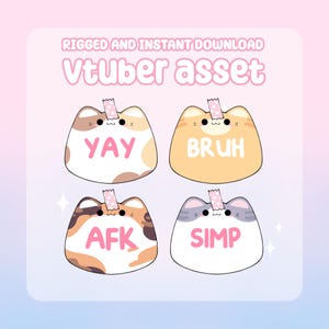 VTuber Asset: plaknotities voor katten, moc3-bestand, aanpasbare kattenskin-item voor Vtubers