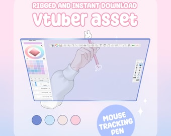VTuber Asset - Tableta transparente con rigging, ratón y lápiz con seguimiento de clics, archivo moc3, recurso de mano para streamers, listo para Live2D