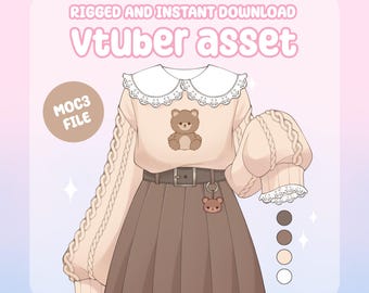 VTuber Asset - Rigged Cozy Bear Outfit, moc3 File, Customizable Sleeves with Toggling Options for Streamers