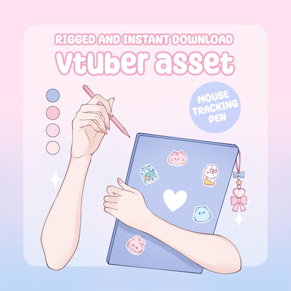 VTuber Hand Asset - Rigged Pen and Tablet, Mouse Tracking Pen, moc3 File, Hand Asset for Streamers, Live2d ready