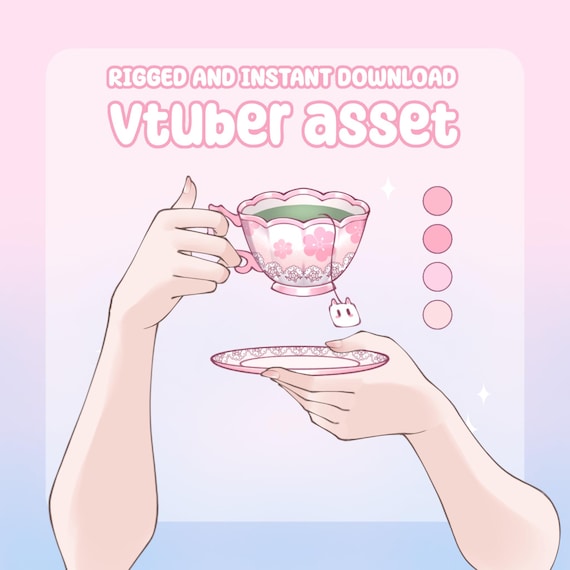 VTuber Hand Asset – Rigged Drinking Tea, Live2D Ready (moc3 File)