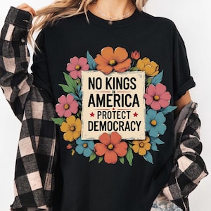 Protect Democracy Floral PNG, No Kings in America Protest png, Political Statement png, Democrat png, Resist Png