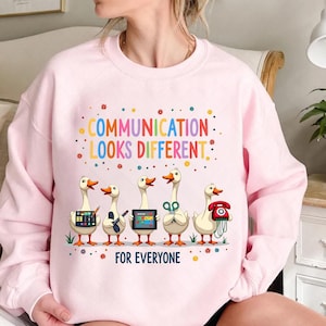 Communication Looks Different For Everyone Funny Goose SLP Png, Funny Slp Squad Digital Download, Speech Therapist Duck Png, Slp Gift