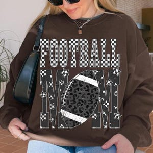 Football Mom PNG, Retro Checkerboard Leopard Star Print PNG, Game Day Sublimation Design, Sport Mama Digital Download Shirt PNG