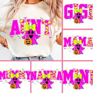 Halloween Neon Mama Mini Png, Halloween Neon Checkered Png, Spooky Mama Png, Spooky Season Png, Halloween Cute Neon Ghost, Digital Design