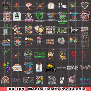 Mental Health Matters Png Bundle, Mental Health Png, Inspirational Awareness Png, Mental Health Mom Png, Positive Quotes png, It&#39;s Okay Png