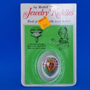 Vintage 1968 Mattel Liddle Kiddle Jewelry Heart doll / Jewelry Flower RING Locket Doll - Factory Sealed in Original Packaging