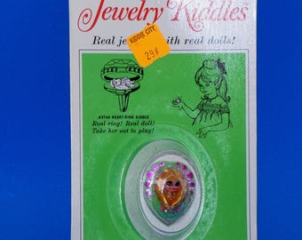 Vintage 1968 Mattel Liddle Kiddle Jewelry Heart doll / Jewelry Flower RING Locket Doll - Factory Sealed in Original Packaging