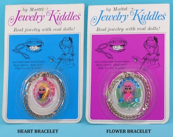 Vintage 1968 Mattel Liddle Kiddle Jewelry Heart doll / Jewelry Kiddle Flower Bracelet Locket Doll - Factory Sealed in Original Packaging