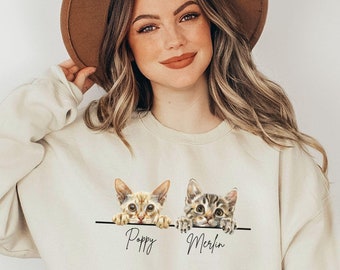 Personalisiertes Katzen Sweatshirt oder Hoodie mit Namen, Benutzerdefiniertes Katzenzucht Sweatshirt, Sweatshirt Katzenliebhaber Geschenk, Geschenk für Katzenbesitzer, Katzenmama Geschenk