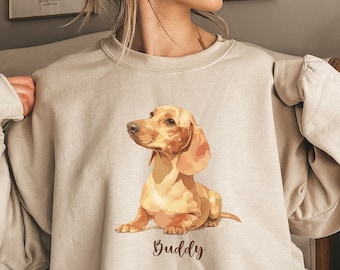 Personalized Dachshund Sweatshirt with Name, Custom Dachshund Sweatshirt or Hoodie, Dachshund Mom Gift, Gift for Dachshund Lovers UNISEX