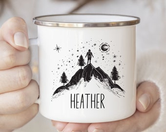 Personalized Hiking Mug, Hiking Gifts, Hiking and Nature Lover Gift, Outdoorsy Gift, Hiking Coffee Cup, Campfire Coffee Mug, Hiking Cup Gift