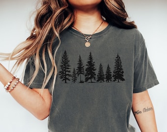 Pine Trees Shirt Comfort Colors ®, Vintage Style Evergreen Trees Tshirt, Camping Liebhaber T-Shirt, Geschenk für Naturliebhaber, Wald Shirt