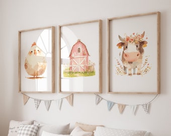 Kinderzimmer Bauernhof Prints Mix & Match, Bauernhof Tiere Baby Zimmer Poster, Kinderzimmer Dekor, Bauernhof Kinderzimmer Dekor