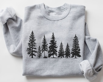 Pine Tree Sweatshirt or Hoodie, Camping Lover Sweatshirt, Evergreen Trees Crewneck, Gift for Nature Lover, Pine Trees Sweater UNISEX