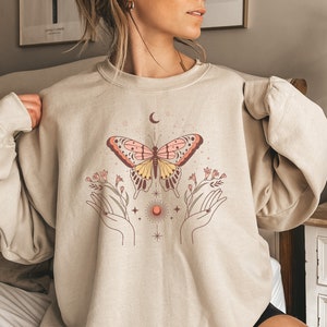 Mystical Butterfly Sweatshirt or Hoodie, Butterfly Witchy Sweatshirt, Witchy Mystical Butterfly, Boho Butterfly Crewneck, Awakening Shirt