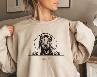 Personalized Dachshund Sweatshirt with Name, Custom Dachshund Sweatshirt or Hoodie, Dachshund Mom Gift, Gift for Dachshund Lovers UNISEX