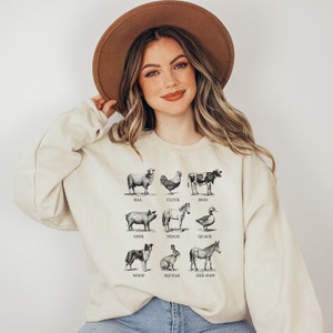 Vintage Farm Animal Sweatshirt or Hoodie, Gifts for Cow Lovers, Country Girl Sweatshirt, Country Lover Gift, Funny Farmer Sweatshirt UNISEX