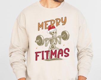Fitness Weihnachten Sweatshirt, Merry Fitmas Sweatshirt Workout Urlaub Shirt Personal Trainer Geschenk Gym Buddy Geschenk Workout Gym Lifting UNISEX