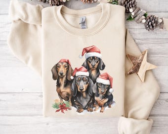 Dachshund Christmas Sweatshirt or Hoodie, Christmas Dog Shirt Dachshund Mom Sweatshirt Wiener Dog Crewneck Dachshund Lover Gift UNISEX