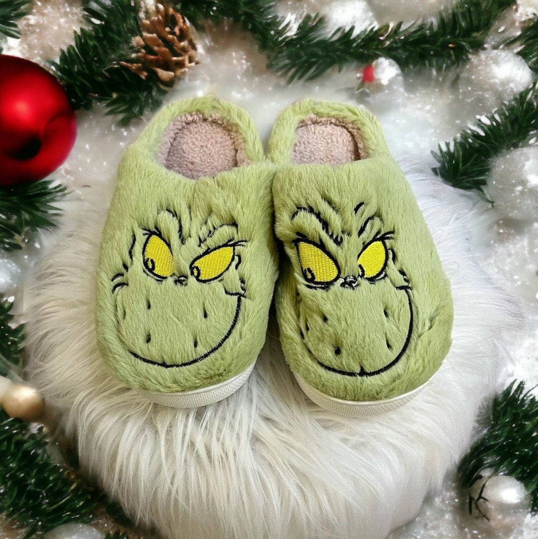 Christmas Grinch Slippers Grinch Slippers Merry Grinchmas Etsy UK