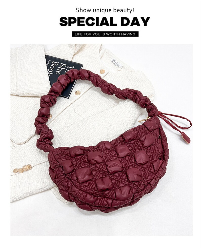 Cloud Folds, Underarms Bagquilted Shoulder Bag, Lightweight Underarm